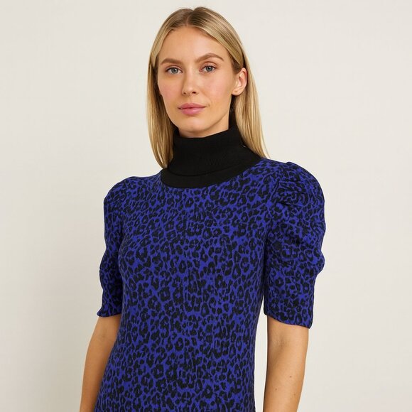 Carolyn Taylor Sweaters - 2/$30 Carolyn Taylor Leopard Print Turtleneck Short Sleeve Sweater Blue #8992